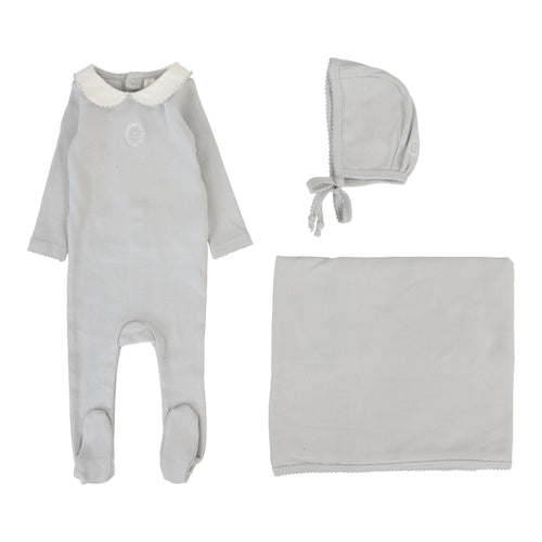Lil Legs Emblem Embroidered 3 Pc Set - Pale Blue