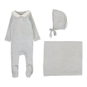 Lil Legs Emblem Embroidered 3 Pc Set - Pale Blue