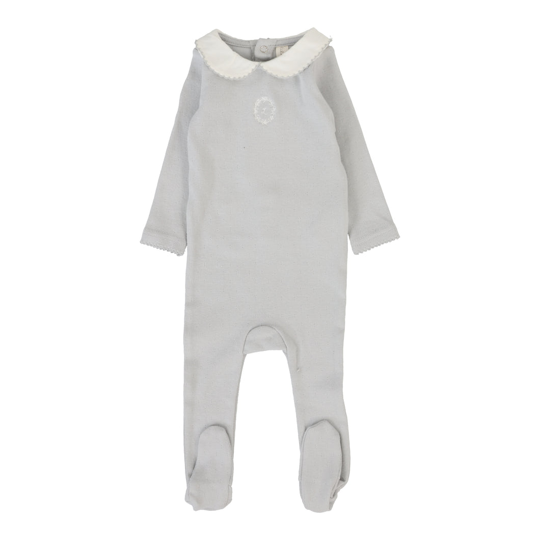 Lil Legs Emblem Embroidered Footie - Pale Blue