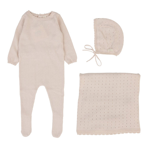Lil Legs Dotty Knit 3 pc Set - Petal