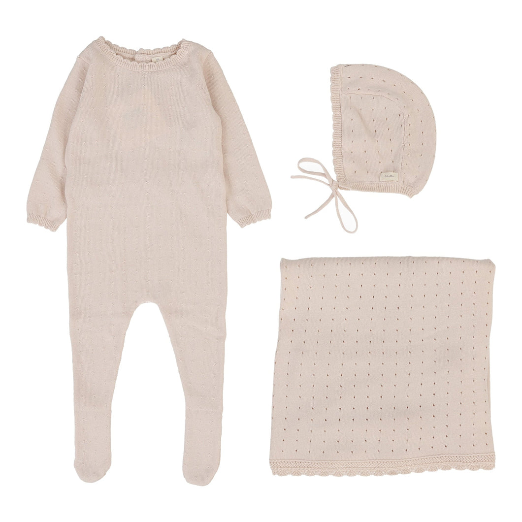 Lil Legs Dotty Knit 3 pc Set - Petal