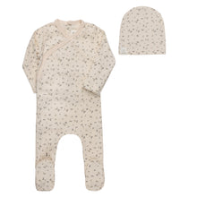 Load image into Gallery viewer, Ely's &amp; Co. Floral Rib Footie &amp; Beanie - Ivory Blue