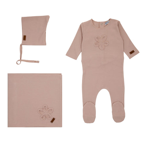 Cream Bebe Flower & Circle 3 pc set - Blush