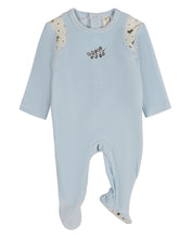 Load image into Gallery viewer, MeMoi Whimsical Foliage Velour Footie - Blue