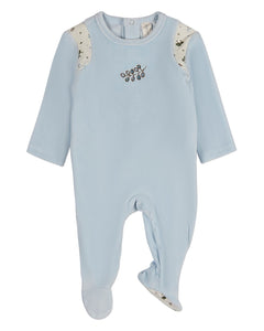 MeMoi Whimsical Foliage Velour Footie - Blue