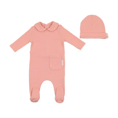 Bee and Dee French script Footie and Beanie - Rosette