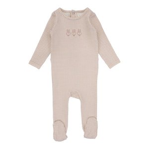 Lil Legs Gingham Bunny Footie & Beanie - Petal