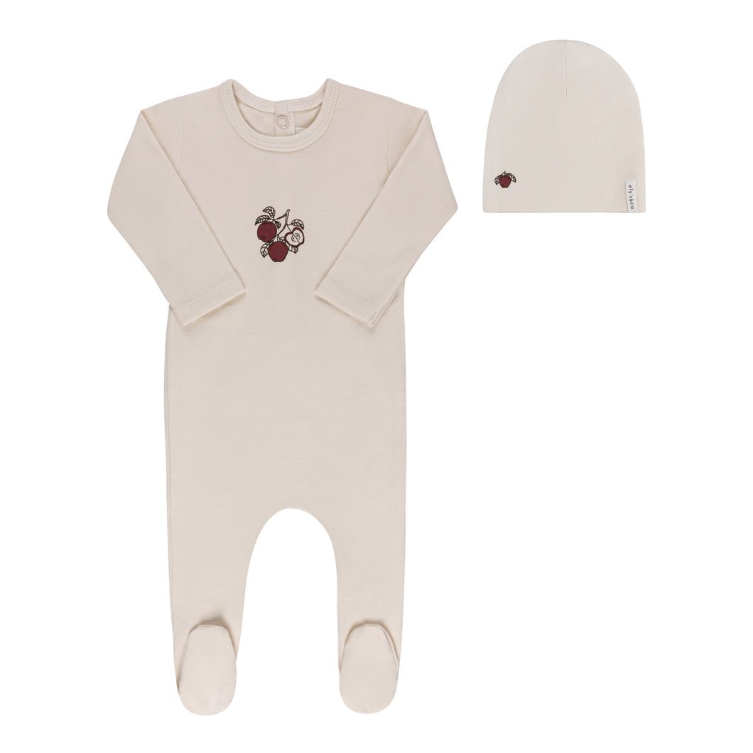 Ely's & Co. Fruit Collection Footie & Beanie - Ivory Apple