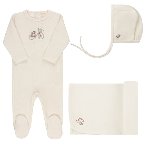 Ely's & Co Velour Bicycle 3 Pc Set - Ivory Girl