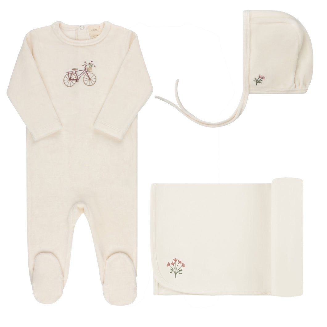 Ely's & Co Velour Bicycle 3 Pc Set - Ivory Girl