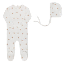 Load image into Gallery viewer, Ely&#39;s &amp; Co Velour Leaf Pattern Footie &amp; Bonnet - Ivory Boy