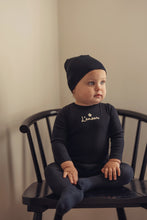 Load image into Gallery viewer, L'amour Lou Rope Embroidered Footie &amp; Beanie - Black