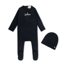 Load image into Gallery viewer, L'amour Lou Rope Embroidered Footie &amp; Beanie - Black