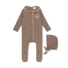 Load image into Gallery viewer, L'amour Lou Grandpa Style Footie &amp; Bonnet - Mocha