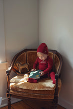Load image into Gallery viewer, L'amour Lou Rope Embroidered Footie &amp; Beanie - Red