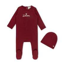 Load image into Gallery viewer, L'amour Lou Rope Embroidered Footie &amp; Beanie - Red