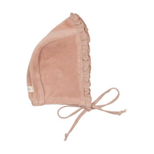 Load image into Gallery viewer, Lil Legs - Velour Ruffle Footie and Bonnet - Dusty Pink