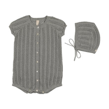Load image into Gallery viewer, Lil Legs Crochet Knit Romper &amp; Bonnet - Light Blue