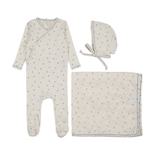 Load image into Gallery viewer, Lil Legs Cherry Scallop 3 Pc Set - Cream/Blue