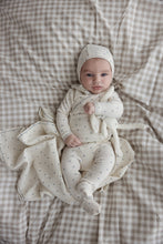 Load image into Gallery viewer, Lil Legs Cherry Scallop  Footie &amp; Bonnet - Cream/Blue