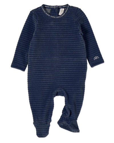 MeMoi Drop Needle Velour Footie - Navy