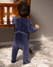 Load image into Gallery viewer, MeMoi Drop Needle Velour Footie - Navy