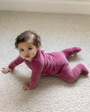 Load image into Gallery viewer, MeMoi Drop Needle Velour Footie - Berry