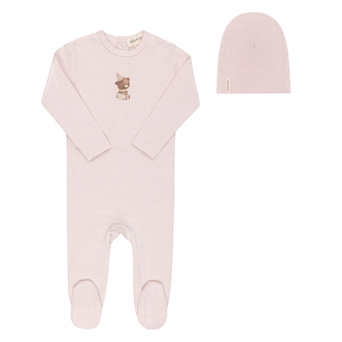 Ely's & Co. Organic Bear Collection Footie & Beanie - Pink