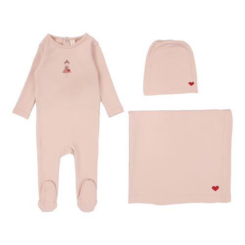 Lil Legs Doll Footie, Beanie & Blanket - Pink