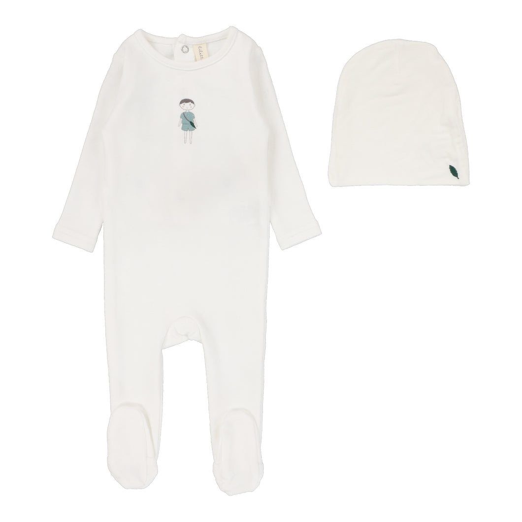 Lil Legs Doll Footie & Beanie - Winter White