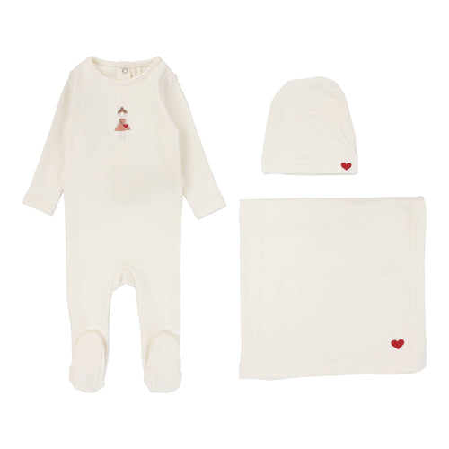 Lil Legs Doll Footie, Beanie & Blanket - Cream