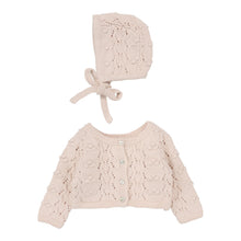 Load image into Gallery viewer, Lil Legs Popcorn Weave Cardigan &amp; Bonnet - Petal