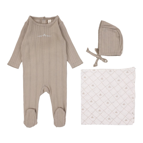 Lil Legs Pointelle Graphic 3 Pc Set - Oat Crown