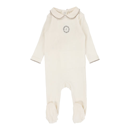 Lil Legs Emblem Embroidered Footie - Cream/Oat