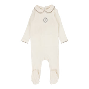Lil Legs Emblem Embroidered Footie - Cream/Oat