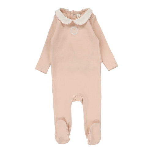 Lil Legs Emblem Embroidered Footie - Dusty Pink