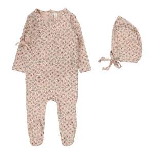 Lil Legs Bouquet Floral Footie & Bonnet - Rose Floral