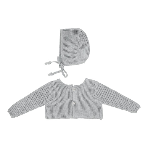 Lil Legs Chunky Knit Shrug & Bonnet - Pale Blue