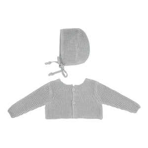 Lil Legs Chunky Knit Shrug & Bonnet - Pale Blue