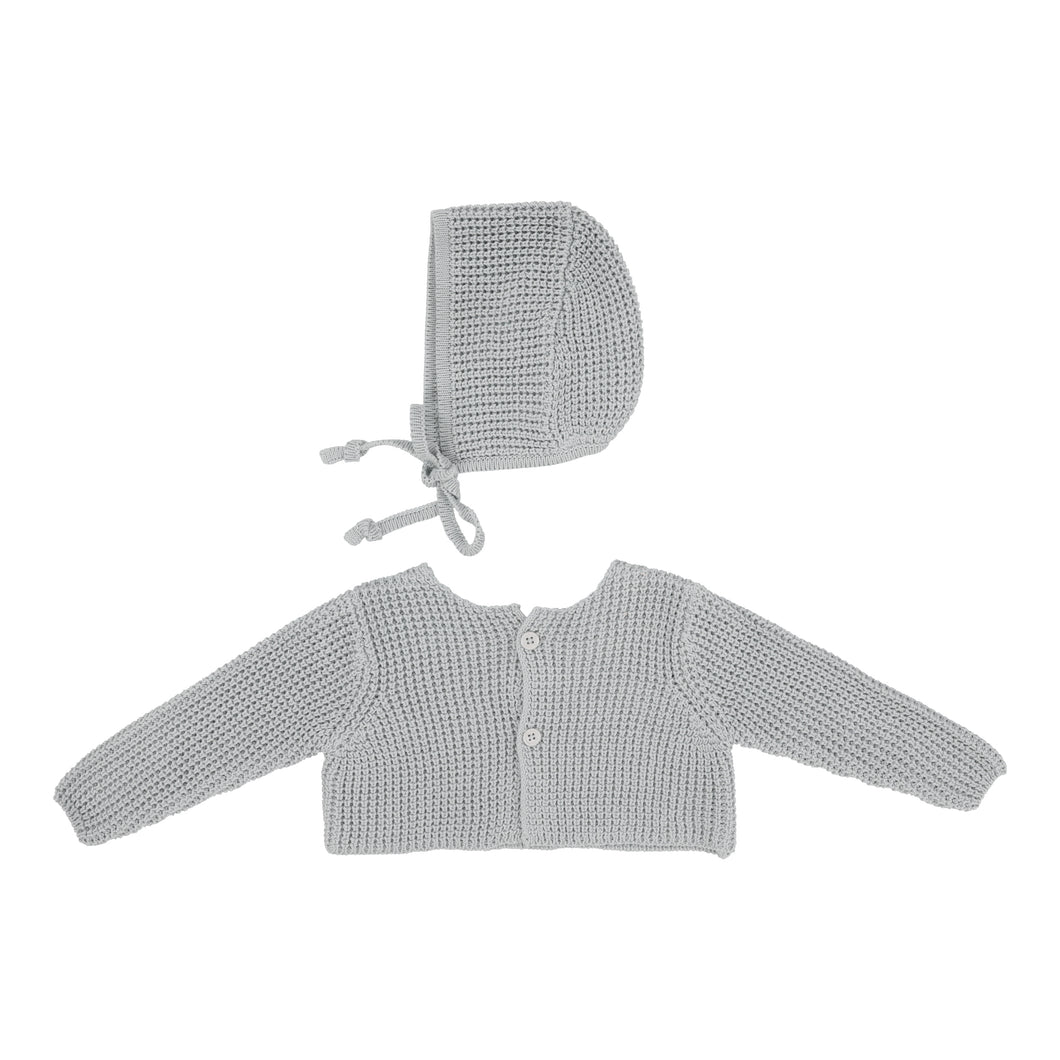 Lil Legs Chunky Knit Shrug & Bonnet - Pale Blue