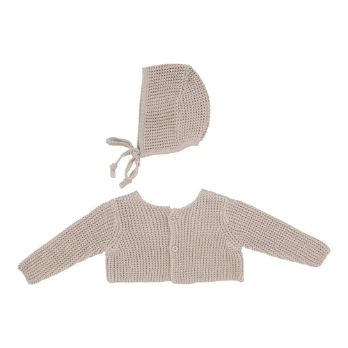 Lil Legs Chunky Knit Shrug & Bonnet - Oat