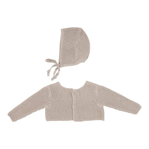 Lil Legs Chunky Knit Shrug & Bonnet - Oat