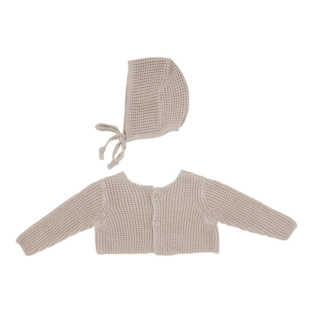 Lil Legs Chunky Knit Shrug & Bonnet - Oat