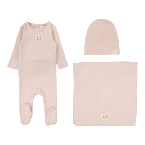 Lil Legs Pointelle Emblem 3 Pc Set - Soft Pink