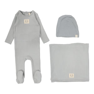 Lil Legs Pointelle Emblem 3 Pc Set - Light Blue