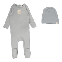 Load image into Gallery viewer, Lil Legs Pointelle Emblem Footie &amp; Beanie - Light Blue