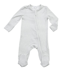 Angel Dear Striped Zipper Footie - Grey (Hat Available)