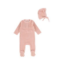 Load image into Gallery viewer, Bee and Dee Pleated Design Velour Footie, Bonnet and Blanket - Petal Pink