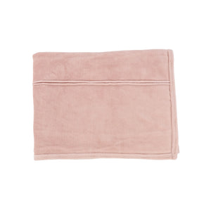 Bee and Dee Pleated Design Velour Footie, Bonnet and Blanket - Petal Pink