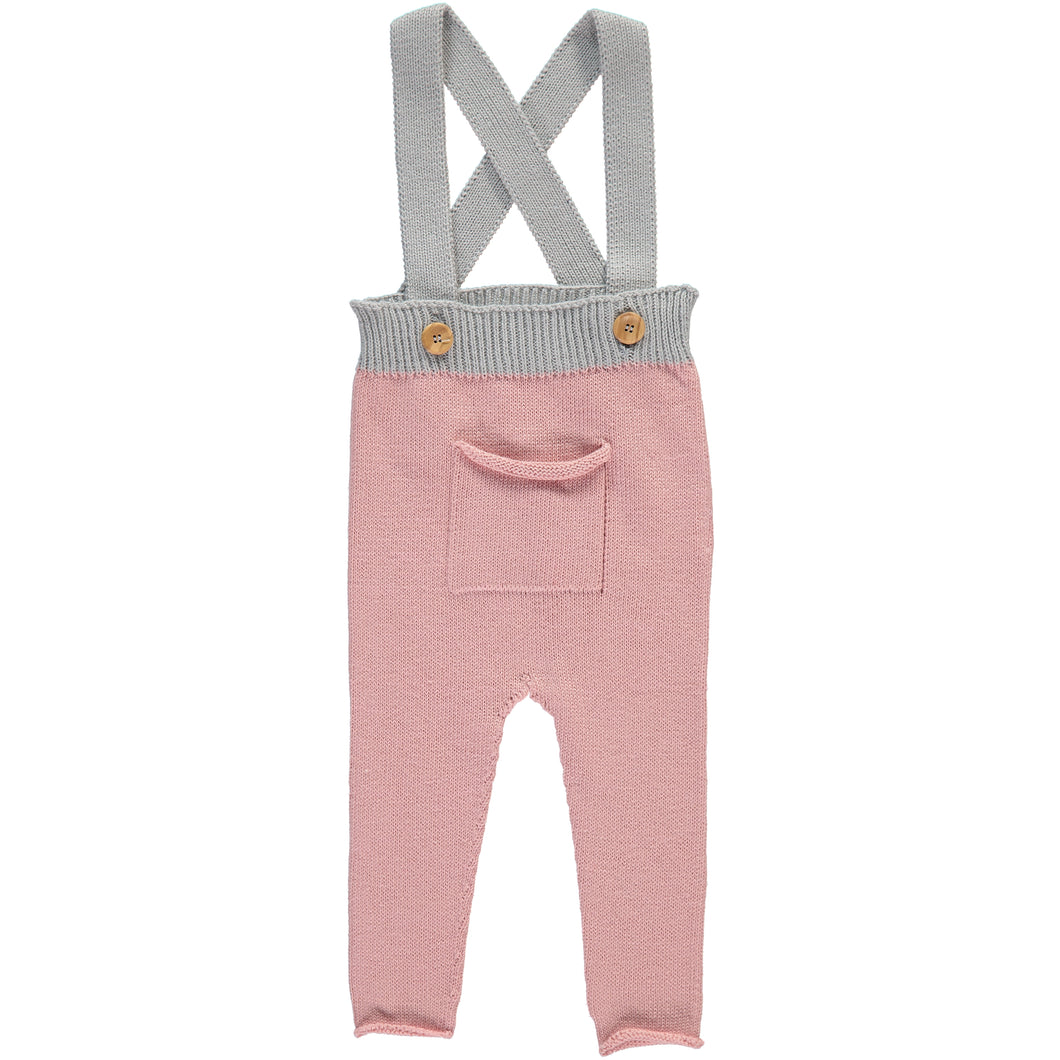 Mon Petit Knit Suspenders - Pink